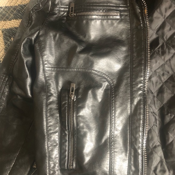 Moto biker jacket vegan black leather lady large men’s med vintage Calvin Klein - Picture 2 of 11